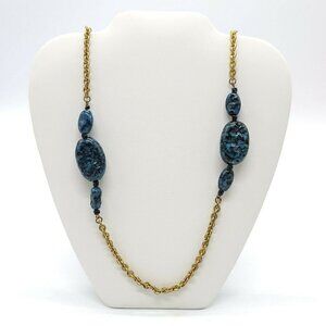 Miriam Haskell 1960s Art Glass Faux Lapis Beaded